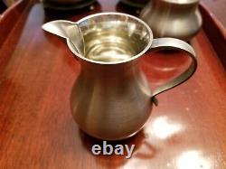 VERY RARE FIND! John Somers Brazil Vtg Pewter 8 PC Coffee Tea Set withWood Tray