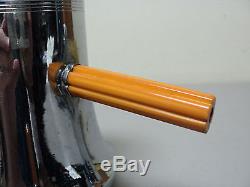 VINTAGE 1930s FARBERWARE CHROME & BUTTERSCOTCH BAKELITE 3-PC. COFFEE SET