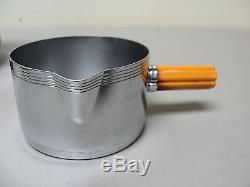 VINTAGE 1930s FARBERWARE CHROME & BUTTERSCOTCH BAKELITE 3-PC. COFFEE SET