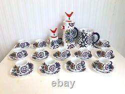 VINTAGE 1970's SARGADELOS SPAIN HAND PAINTED TOXO TOTEM COFFEE SET FOR 12 V. RARE