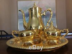 VINTAGE 24 KT GOLD PLATED TEA COFFEE SET International Silver Company Wm Rogers