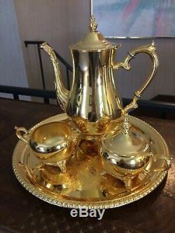 VINTAGE 24 KT GOLD PLATED TEA COFFEE SET International Silver Company Wm Rogers