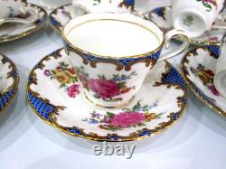 VINTAGE, Aynsley WINTON BLUE, BONE CHINA Gilded FULL Coffee Set 1930's, UNUSED