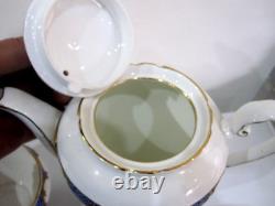 VINTAGE, Aynsley WINTON BLUE, BONE CHINA Gilded FULL Coffee Set 1930's, UNUSED