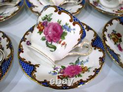 VINTAGE, Aynsley WINTON BLUE, BONE CHINA Roses Gilded Coffee Set 1930's, UNUSED