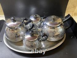 VINTAGE Coffee/Tea Set Of 5Pc Teapot, Coffee Pot Milk Pot, Sugar Bowl & Tray USSR