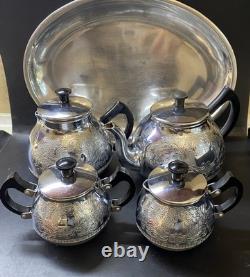 VINTAGE Coffee/Tea Set Of 5Pc Teapot, Coffee Pot Milk Pot, Sugar Bowl & Tray USSR
