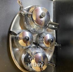 VINTAGE Coffee/Tea Set Of 5Pc Teapot, Coffee Pot Milk Pot, Sugar Bowl & Tray USSR