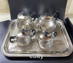 VINTAGE Coffee/Tea Set Of TRAY & 4 Pc Tea/coffee/ Pots, Milk pot Sugar Bowl USSR