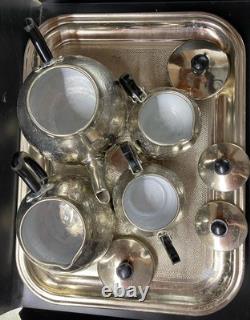 VINTAGE Coffee/Tea Set Of TRAY & 4 Pc Tea/coffee/ Pots, Milk pot Sugar Bowl USSR