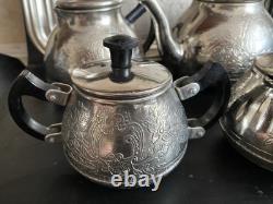 VINTAGE Coffee/Tea Set Of TRAY & 4 Pc Tea/coffee/ Pots, Milk pot Sugar Bowl USSR