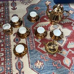 VINTAGE EPIAG CHINA GOLD LUSTRE COFFEE SET X6 Czechoslovakia Jug, Sugar Bowl