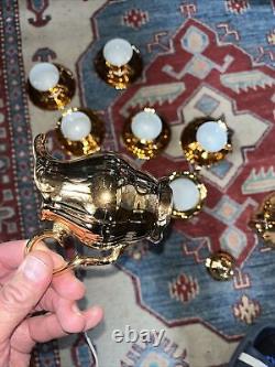 VINTAGE EPIAG CHINA GOLD LUSTRE COFFEE SET X6 Czechoslovakia Jug, Sugar Bowl