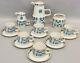 Vintage Hungarian Zsolnay Art Deco Style Modern Porcelain Coffee Set 1960s