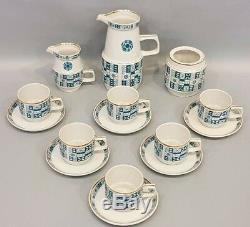 VINTAGE HUNGARIAN ZSOLNAY ART DECO STYLE MODERN PORCELAIN COFFEE SET 1960s
