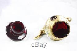 VINTAGE ITALY MURANO 15 PIECE RED RUBY ART GLASS 24k GOLD GILDED COFFEE SET