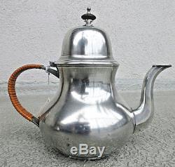 VINTAGE JOHN SOMERS BRAZIL PEWTER COLONIAL COFFEE TEA POT wCREAM/SUGAR SET MINT