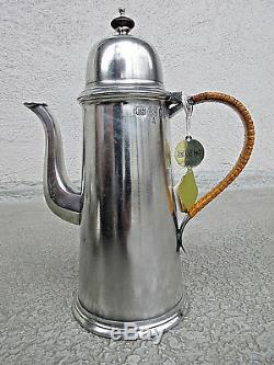 VINTAGE JOHN SOMERS BRAZIL PEWTER COLONIAL COFFEE TEA POT wCREAM/SUGAR SET MINT