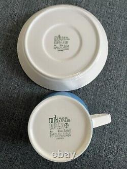 VINTAGE MId-century MIKASA DUPLEX BEN SEIBEL COFFEE CUP & SAUCERS Set/6 EUC
