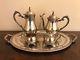 Vintage Oneida Silverplate Footed 6 Pc Coffee Tea Service Set With Ornate Tray