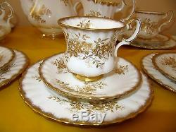 VINTAGE ROYAL ALBERT ANTOINETTE GOLD 21 piece COFFEE SET, used in VGC