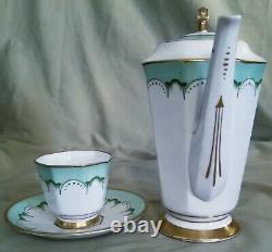 VINTAGE ROYAL STAFFORD ENGLAND BONE CHINA TALL COFFEE TEA POT With1 CUP AND SAUCER