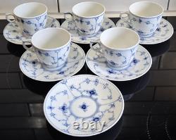 VINTAGE Royal Copenhagen Blue Fluted Plain Coffee Cup & Saucer Set 11pc