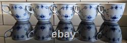 VINTAGE Royal Copenhagen Blue Fluted Plain Coffee Cup & Saucer Set 11pc