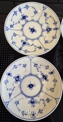 VINTAGE Royal Copenhagen Blue Fluted Plain Coffee Cup & Saucer Set 11pc