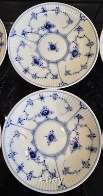 VINTAGE Royal Copenhagen Blue Fluted Plain Coffee Cup & Saucer Set 11pc