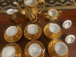VINTAGE St Kilda Australia Fine China Gold Coffee Tea Set for 6 (c. 50s/60s)