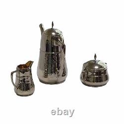 VINTAGE WMF Hammered Coffee Set Bauscher 1L Pot Creamer Sugar Bronze Art Deco