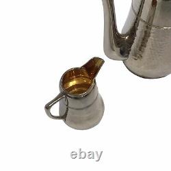 VINTAGE WMF Hammered Coffee Set Bauscher 1L Pot Creamer Sugar Bronze Art Deco