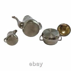 VINTAGE WMF Hammered Coffee Set Bauscher 1L Pot Creamer Sugar Bronze Art Deco