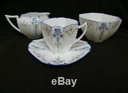 VINTAGE c. 1925 Shelley Queen Anne BLUE IRIS scarce coffee set for one
