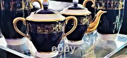 VINTEGE NEVER USED Original Cobalt Blue/Gold Tea/ Coffee/ 4 PC TEA SET