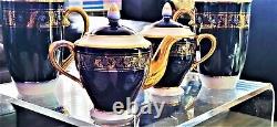 VINTEGE NEVER USED Original Cobalt Blue/Gold Tea/ Coffee/ 4 PC TEA SET