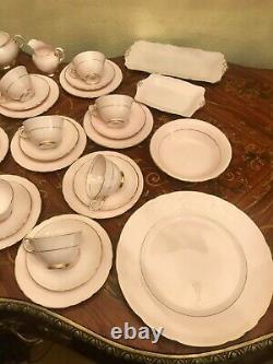 VTG 12 Cups, Saucers n Plates Tuscan Fine English Bone Rose Porcelain Coffee Set