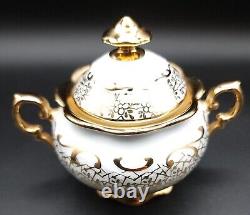 VTG 25 pc Haus Dresden White & 24Kt Gold Coffee Tea Pot Bone China Set W. German