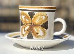 VTG Cinque Ports Pottery Monastery Rye Coffee Tea Set Brown Floral 70s 14 Piece