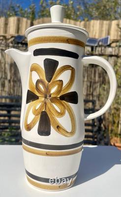 VTG Cinque Ports Pottery Monastery Rye Coffee Tea Set Brown Floral 70s 14 Piece