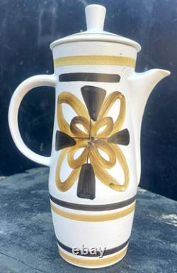 VTG Cinque Ports Pottery Monastery Rye Coffee Tea Set Brown Floral 70s 14 Piece