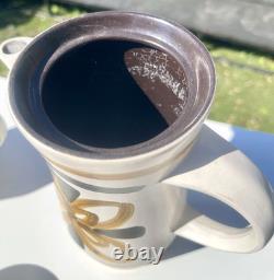 VTG Cinque Ports Pottery Monastery Rye Coffee Tea Set Brown Floral 70s 14 Piece