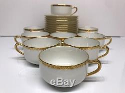 VTG Haviland Limoges French White & Gold Trim 12 Saucer N 9 Cup Tea & Coffee Set
