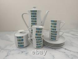 VTG KPM Krister Germany Porcelain Coffee Set 10pc Mid Century Pot Cups Saucers