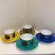 Vtg Limoges Hand Painted, Raised Gold Cups & Saucers Set Of 4 Mint Condition