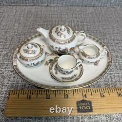 VTG Miniature Wedgwood Kutani Crane Tea Coffee Set England Bone China 8 Pieces