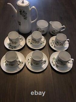 VTG Retro Late 70's Complete Mayfair Bone China Coffee Set 15 pce Gilded Unused