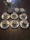 Vtg Retro Late 70's Complete Mayfair Bone China Coffee Set 15 Pce Gilded Unused