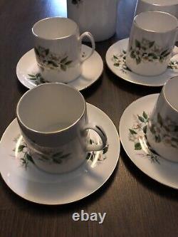 VTG Retro Late 70's Complete Mayfair Bone China Coffee Set 15 pce Gilded Unused